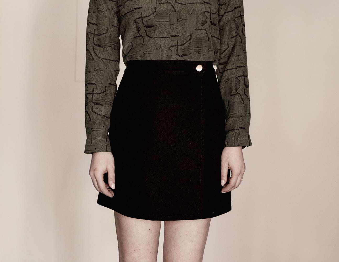 Button-up Skirt Black