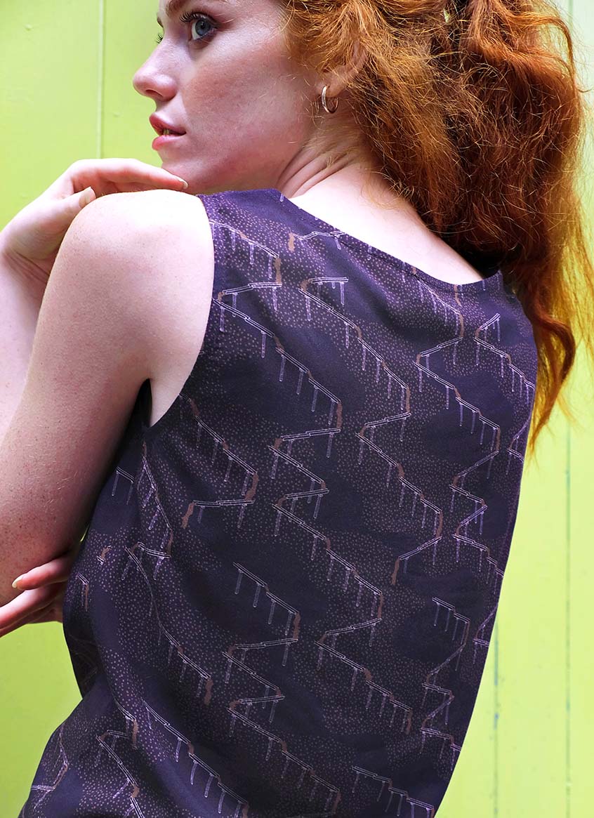 Long Cami - Waterways - Aubergine