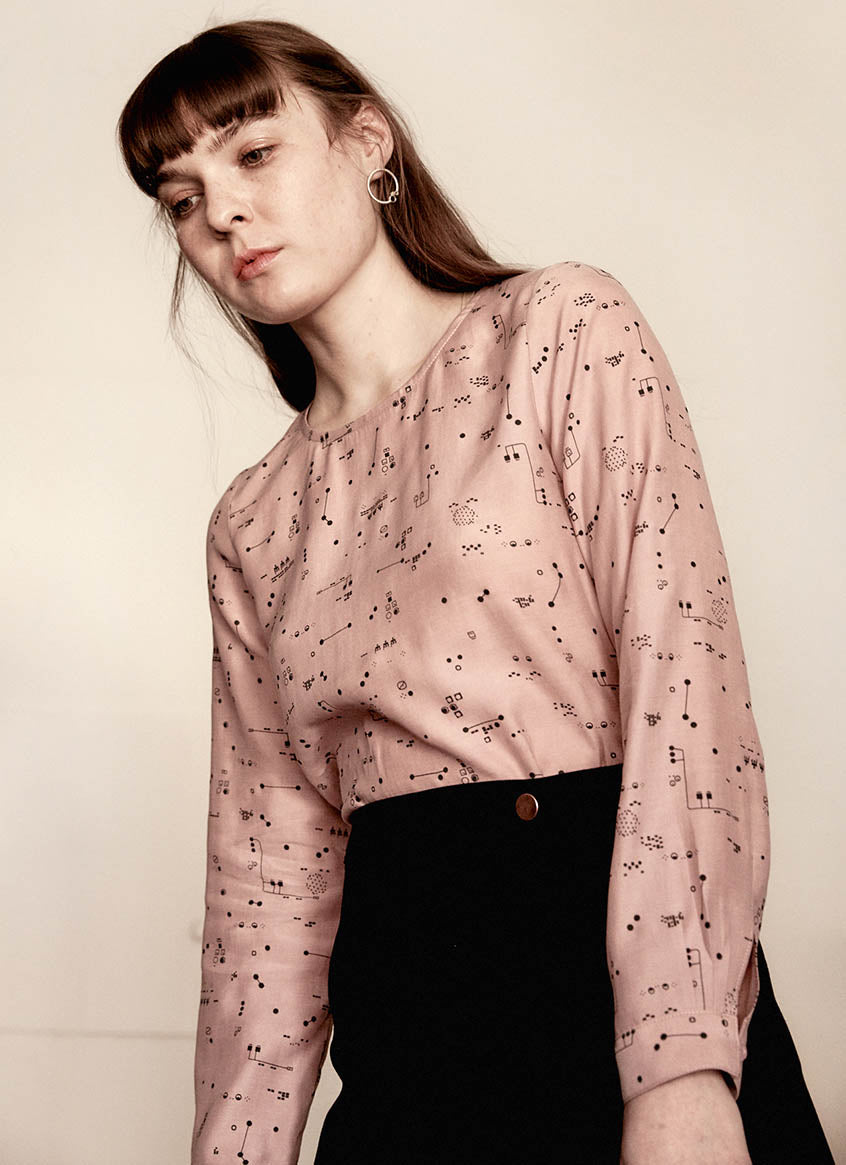 Long Sleeve Blouse - Control Panels - Pink