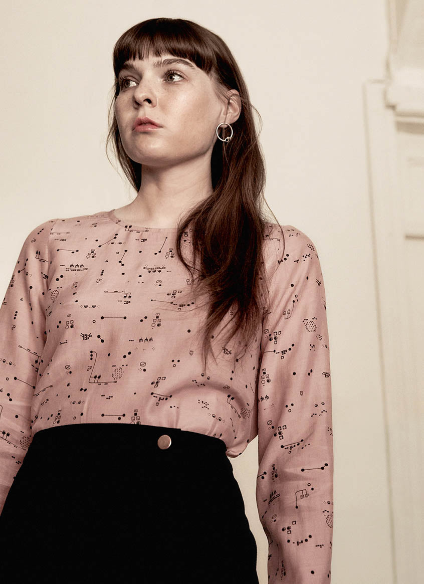 Long Sleeve Blouse - Control Panels - Pink