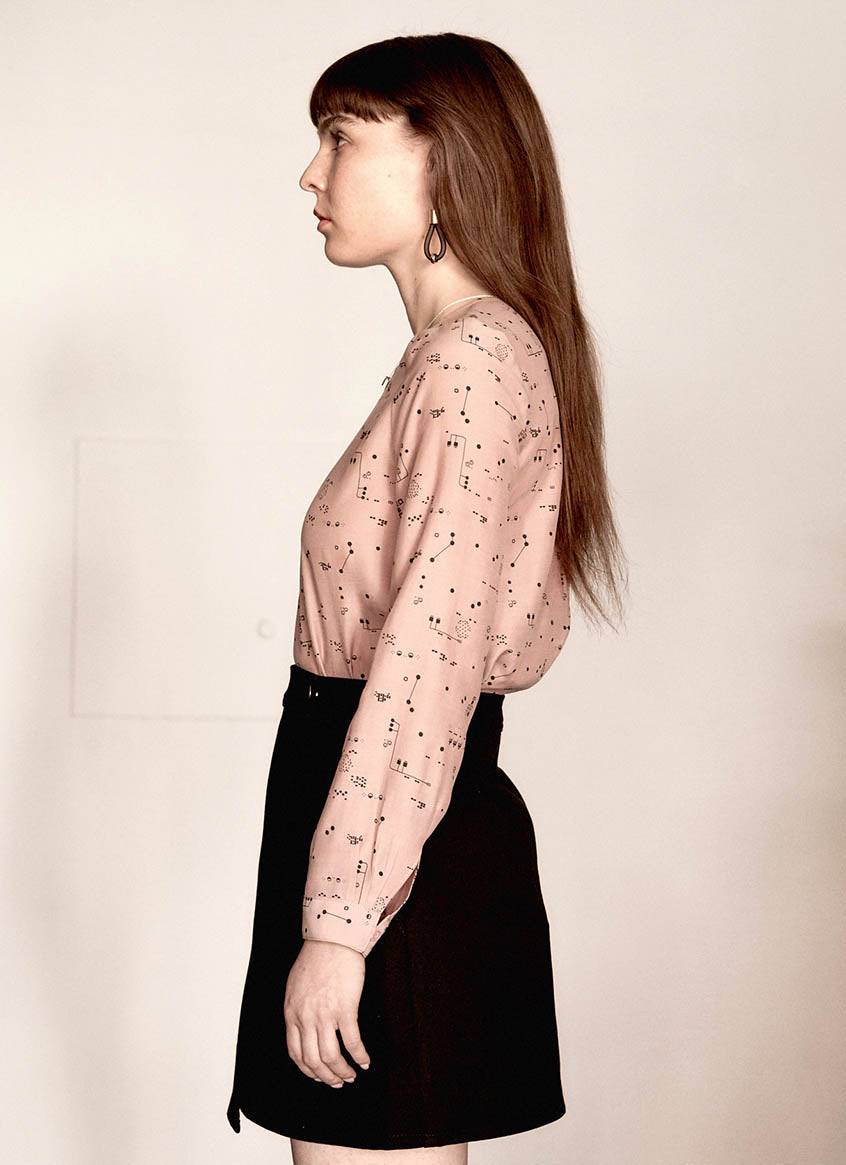 Long Sleeve Blouse - Control Panels - Pink