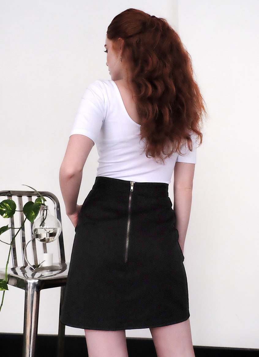 ZIP BACK SKIRT – BLACK