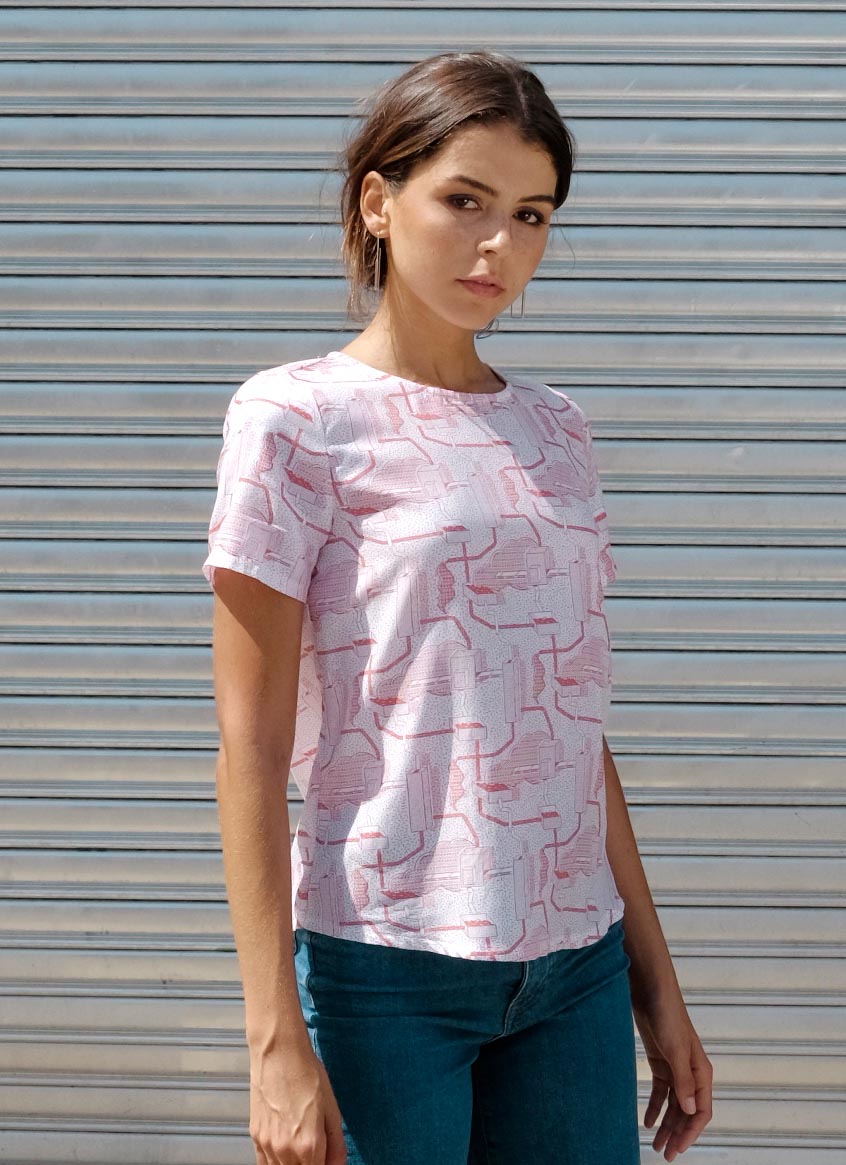 Short Sleeve Blouse - Hot Wax - White
